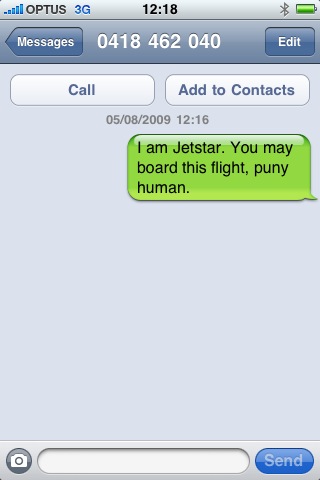 Jetstar Trialling SMS Boarding Passes