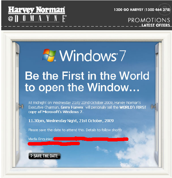 Harvey Norman Plan To Sell The World’s First Copy Of Windows 7